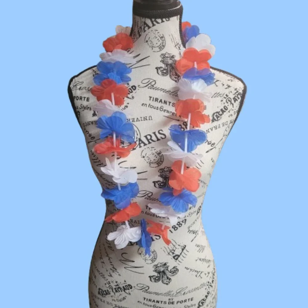 Ten Red, White and Blue Leis for Parties or Parades